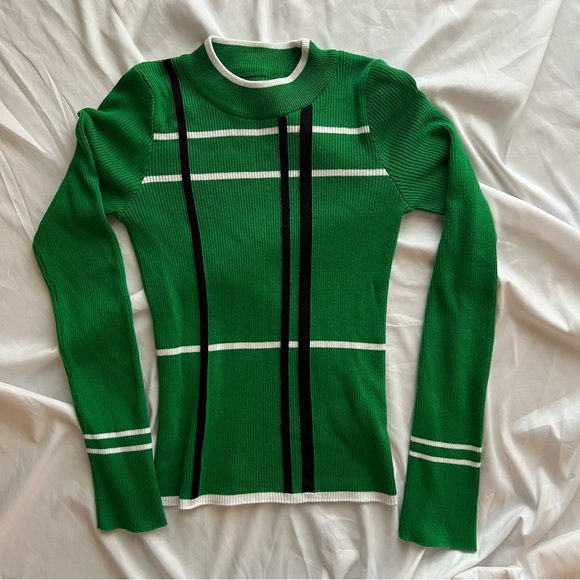 Maeve Anthropologie Mod Green Mock Neck Sweater Size Smalll - Picture 2 of 5